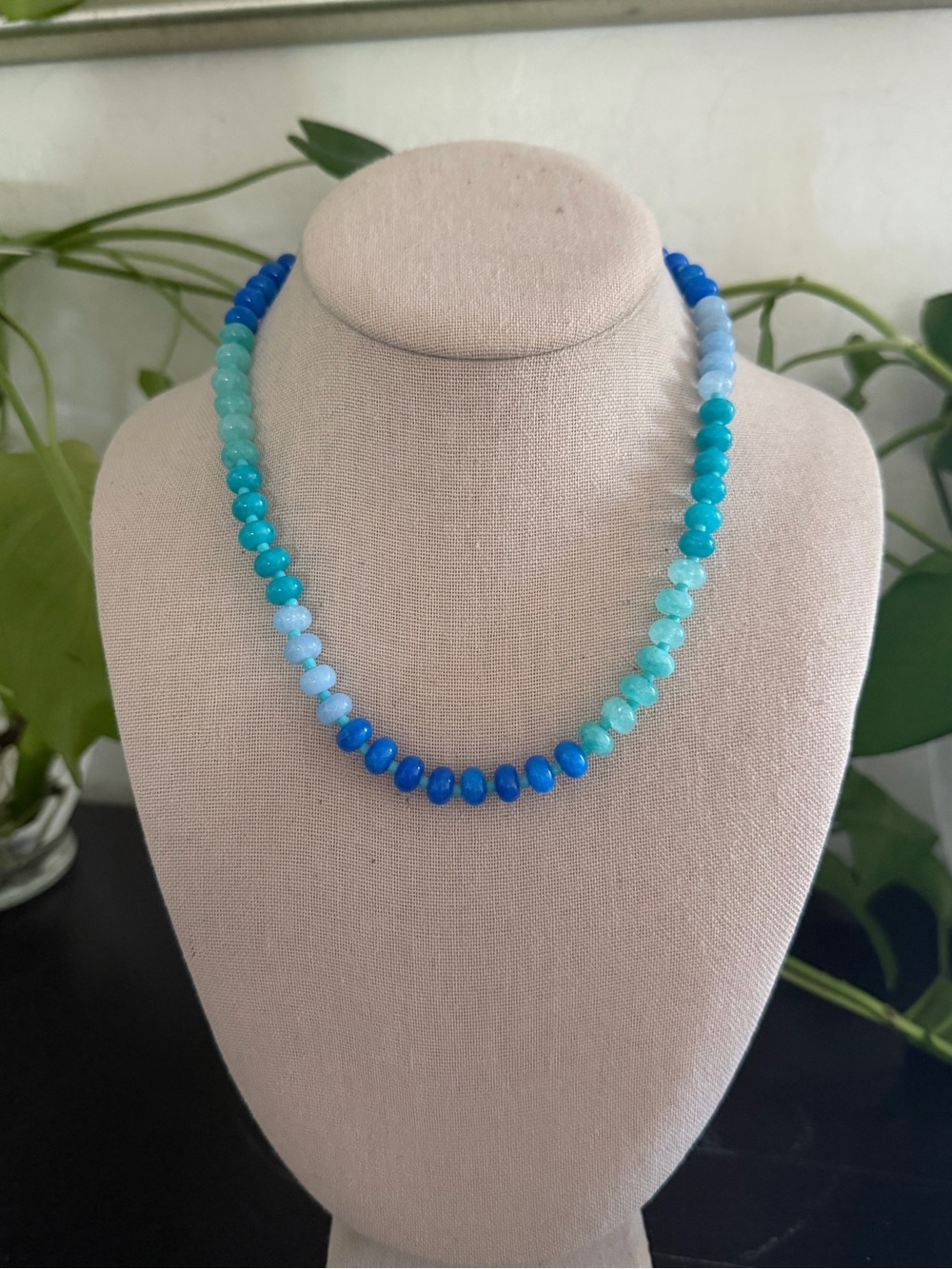 Sophie Grace Maui Genuine Blue Opal Gemstone Beaded Necklace